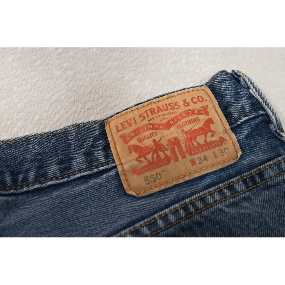 Levis 550 Jeansā Mens 34x30 Blue Relaxed Fit Straight Leg Denim Rugged